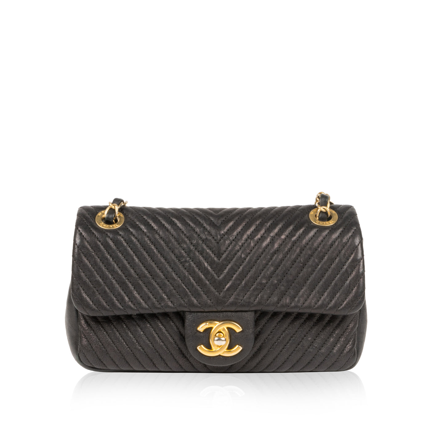 Chanel Classic Flap Leather Black Shoulder Bag Leather