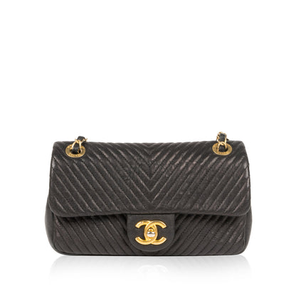 Chanel Classic Flap Leather Black Shoulder Bag Leather