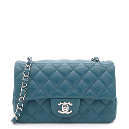 Chanel Blue Classic Caviar Leather Rectangular Mini Flap Bag