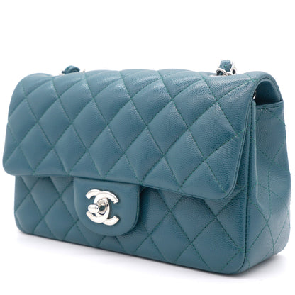 Chanel Blue Classic Caviar Leather Rectangular Mini Flap Bag