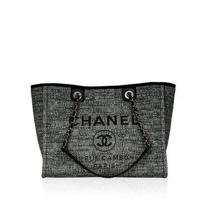 Chanel Cambon Tweed Black Tote Bag Tweed