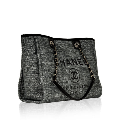 Chanel Cambon Tweed Black Tote Bag Tweed