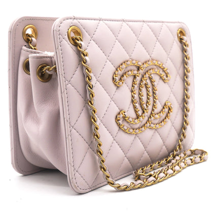 Chanel Calfskin Quilted Small CC Chain Accordion Tote Lilac Purple