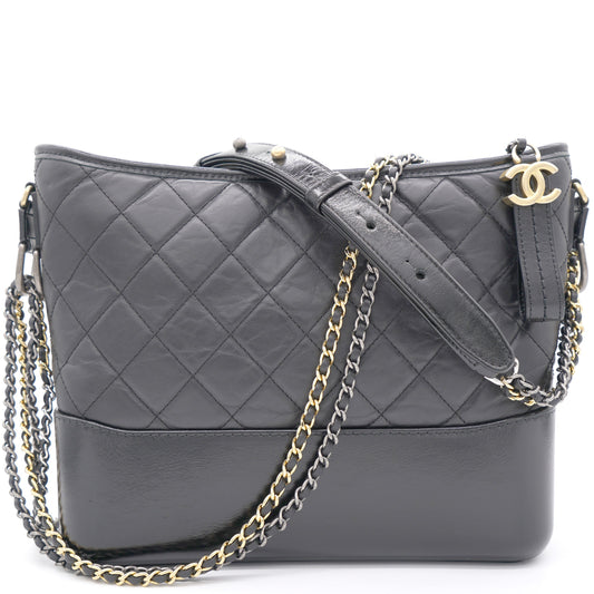Chanel Black Quilted Leather Medium Gabrielle Hobo