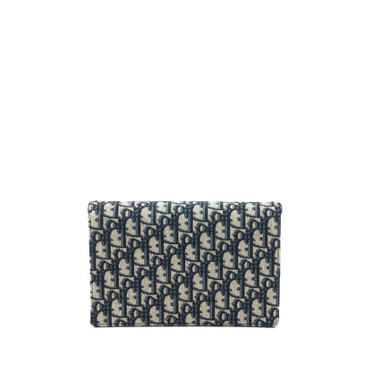 Dior Saddle Pouch With Chain Blue Dior Oblique Jacquard