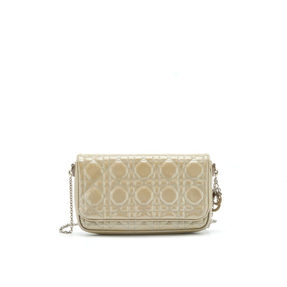 Dior Patent leather Wallet on Chain Light Grey