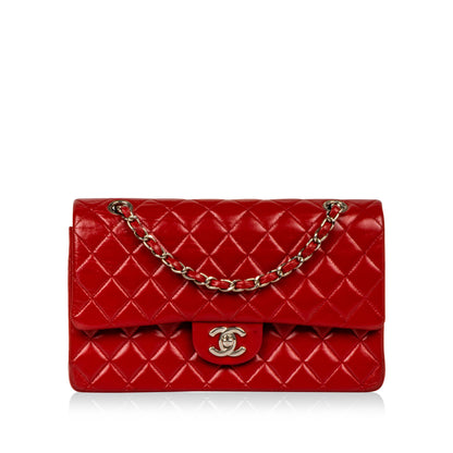 Chanel Classic Flap Lambskin Silver Shoulder Bag Style 24