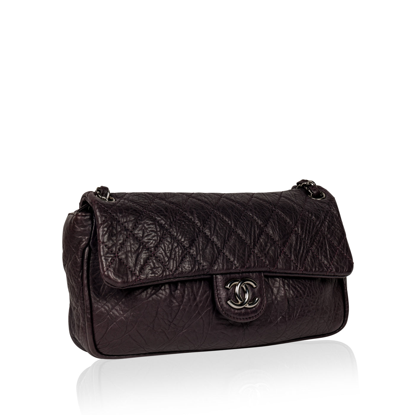 Chanel Classic Flap Calfskin Silver Shoulder Bag