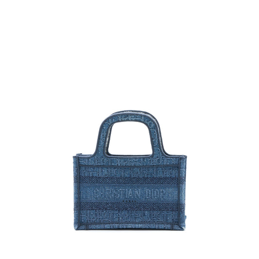 Dior Mini Book Tote Denim Blue Oblique