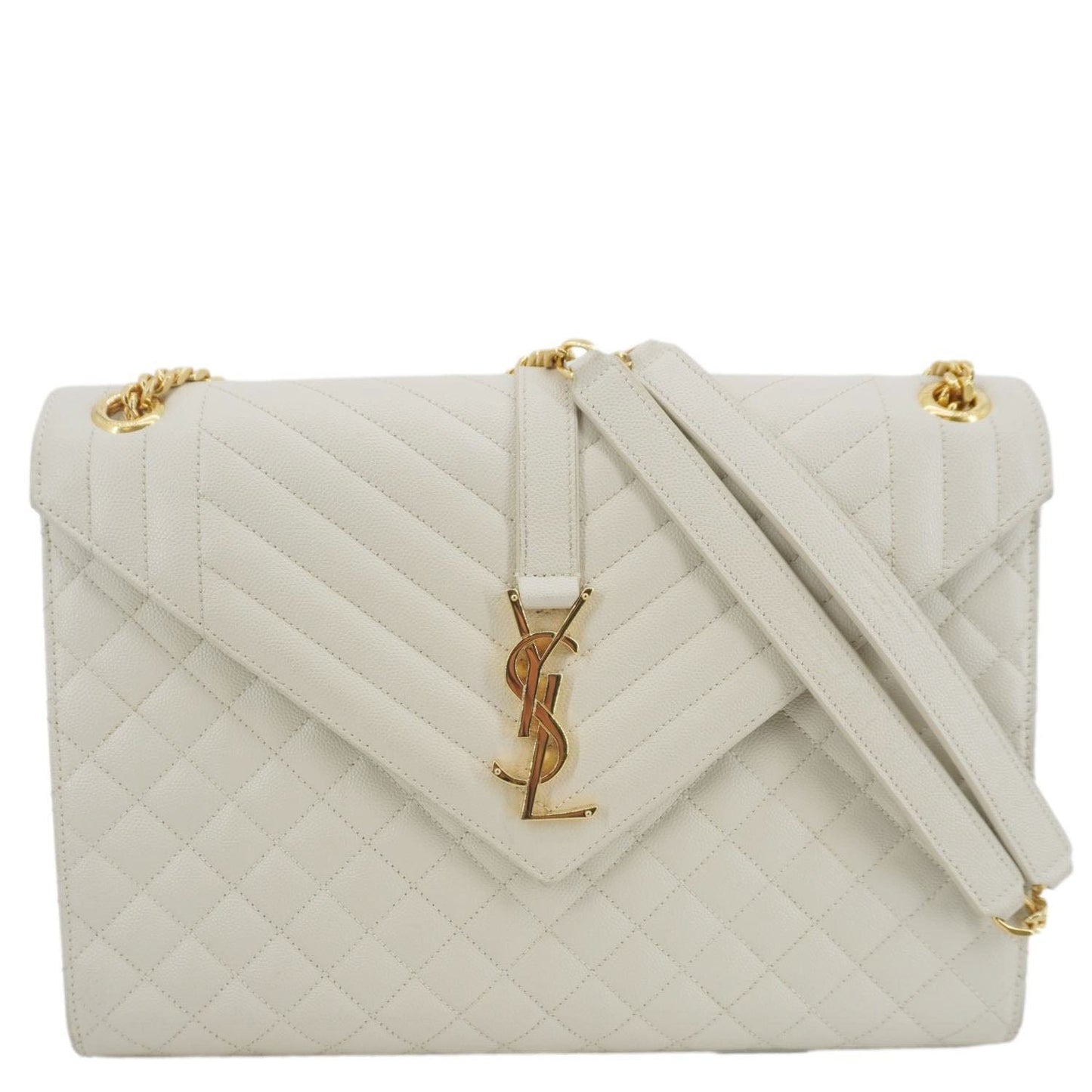Saint Laurent Envelope Leather White Shoulder Bag Style 2