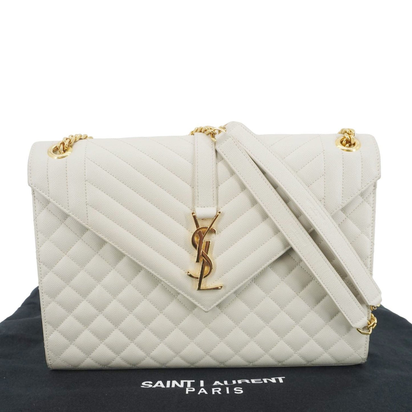 Saint Laurent Envelope Leather White Shoulder Bag Style 2