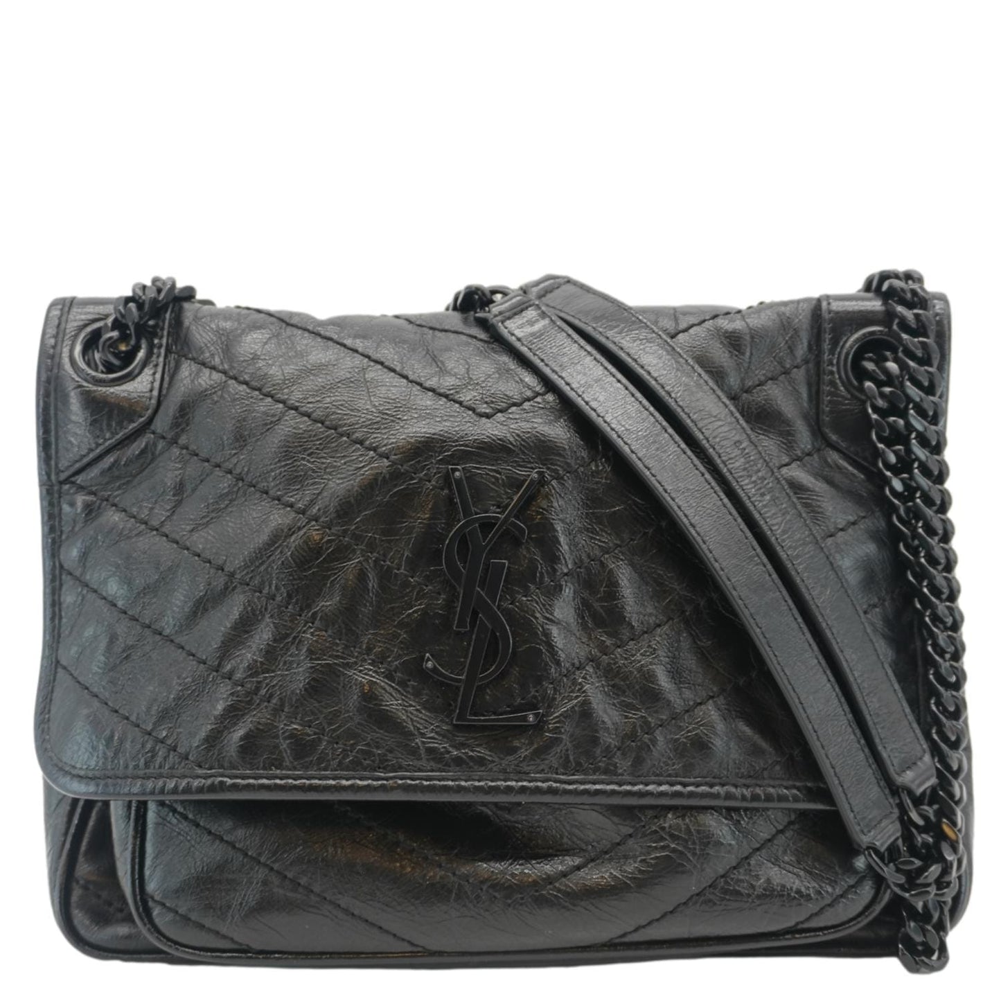 Saint Laurent Niki Leather Black Shoulder Bag Style 7