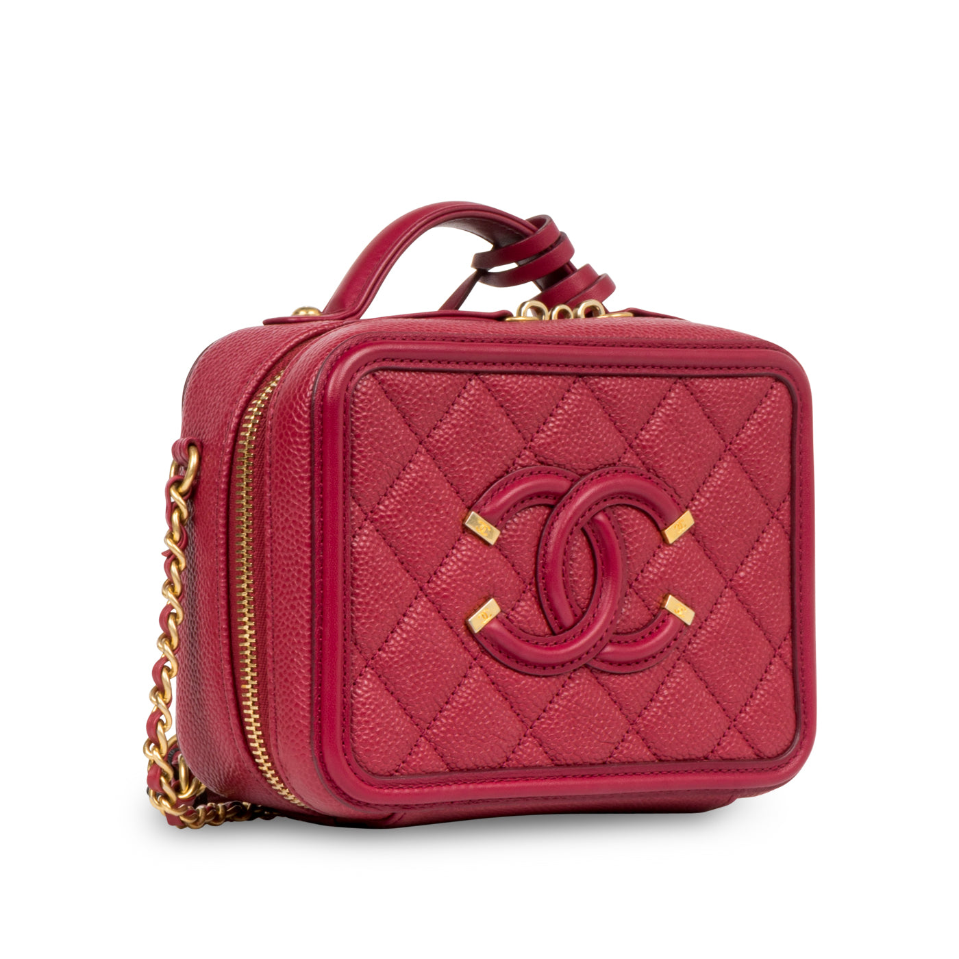 Chanel Vanity Caviar Gold Clutch Style 3