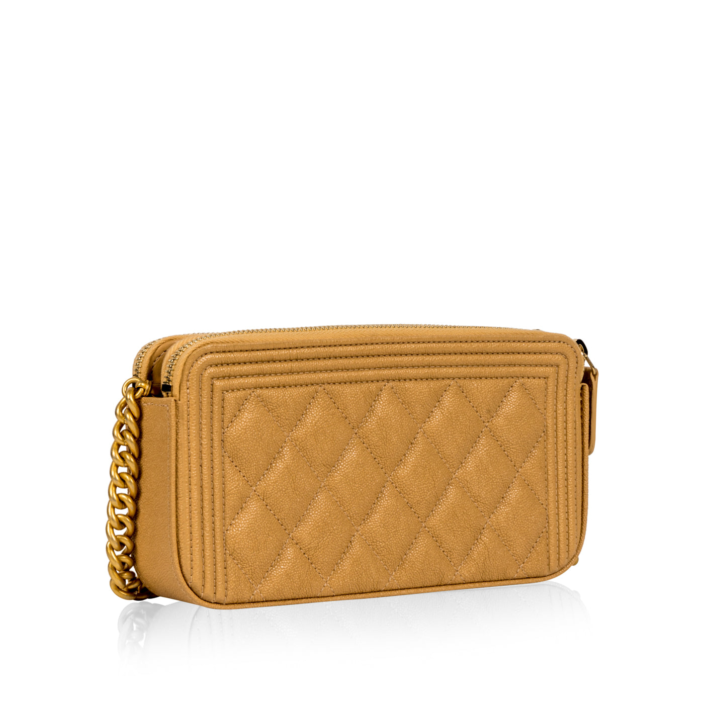 Chanel Boy Double Zip Clutch On Chain