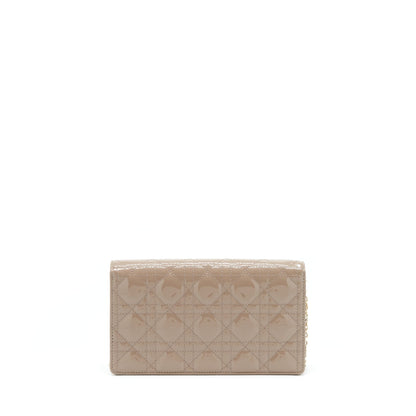 Dior Lady Dior Pouch Patent Calfskin Warm Taupe