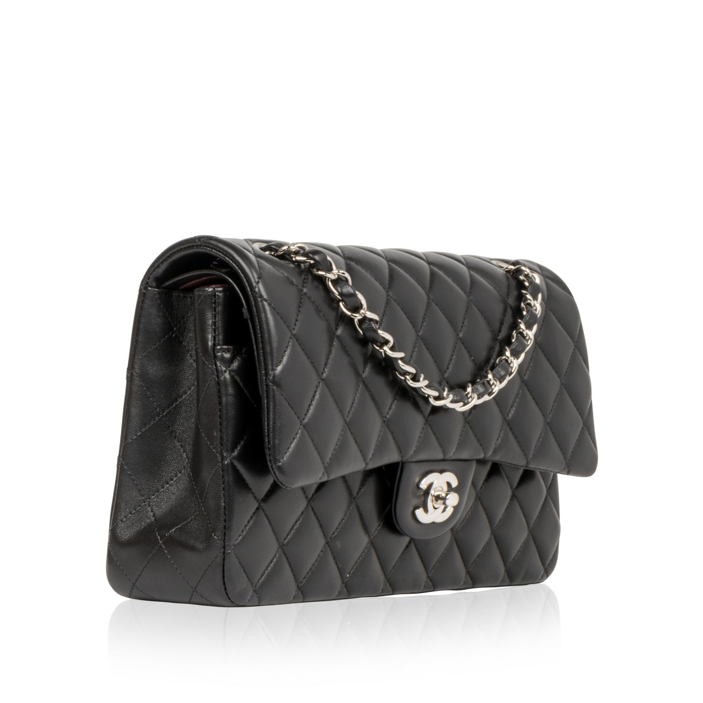 Chanel Classic Flap Lambskin Black Shoulder Bag Style 153