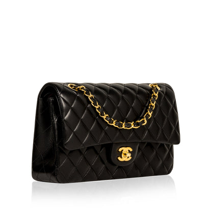 Chanel Classic Flap Lambskin Black Shoulder Bag Style 144