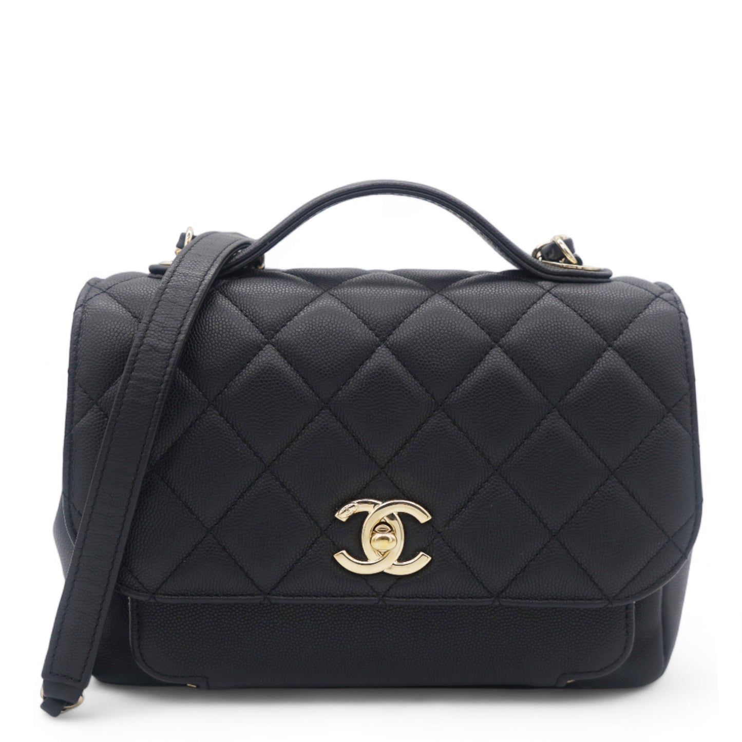 Chanel Black Quilted Caviar Leather Medium Business Affinity Top Handle Bag