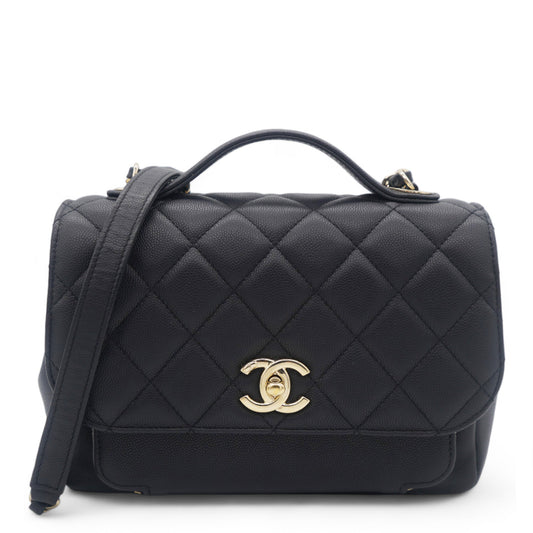 Chanel Black Quilted Caviar Leather Medium Business Affinity Top Handle Bag