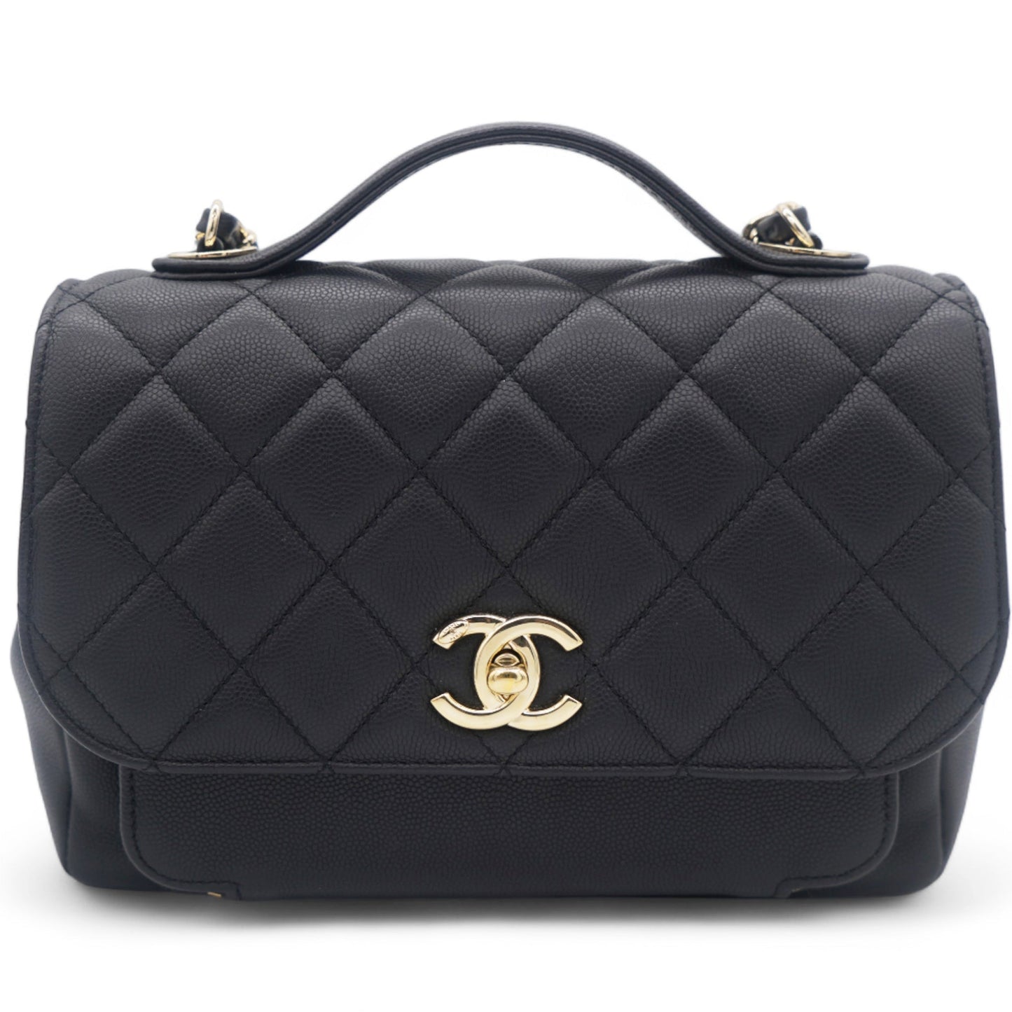 Chanel Black Quilted Caviar Leather Medium Business Affinity Top Handle Bag