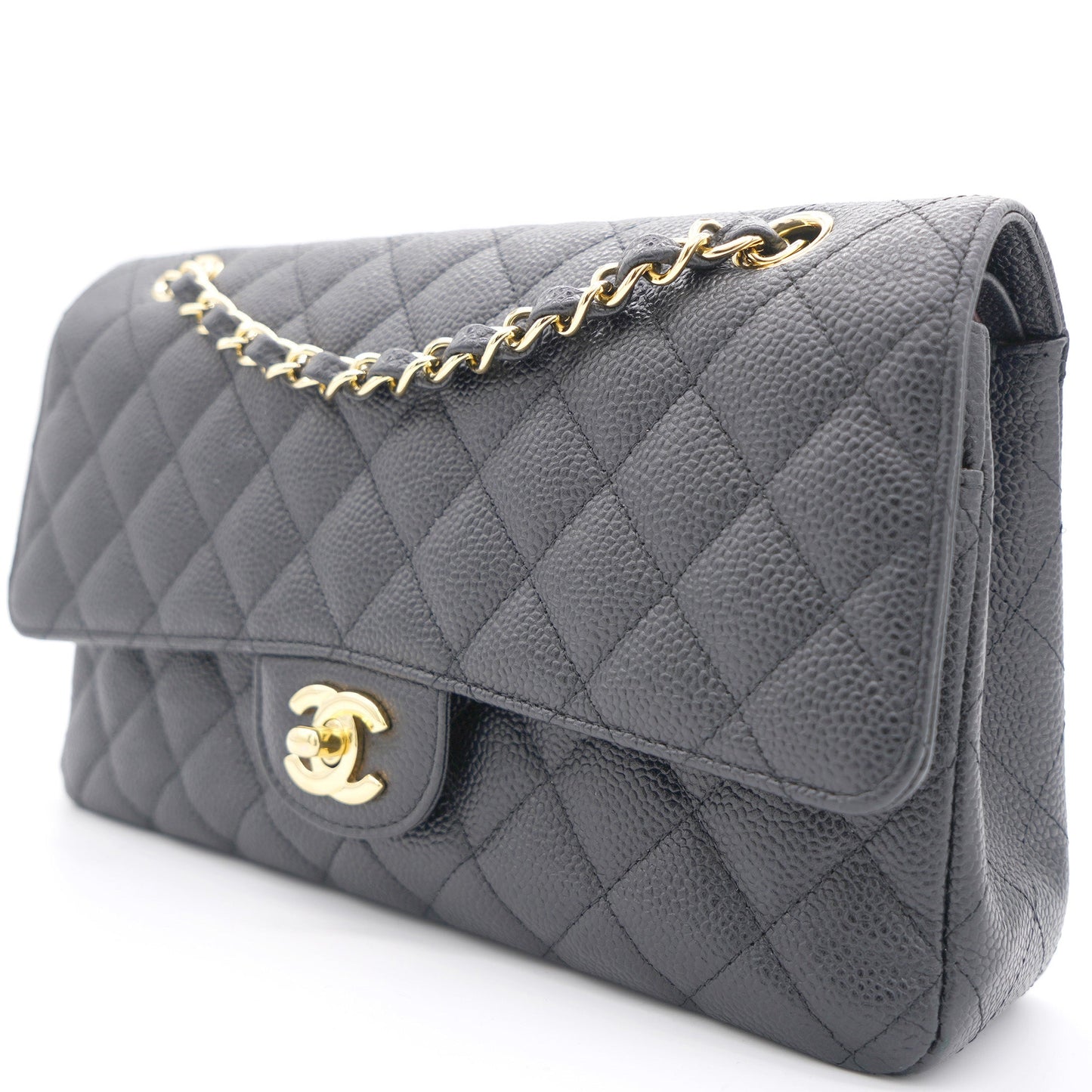 Chanel Flap Classic Quilted Caviar Leather Black Shoulder Bag