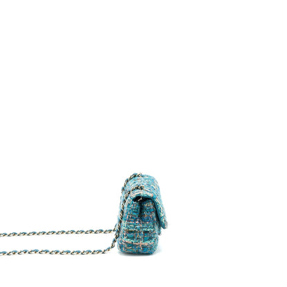 Chanel Mini Rectangular Flap Bag Tweed Multicolor Green L