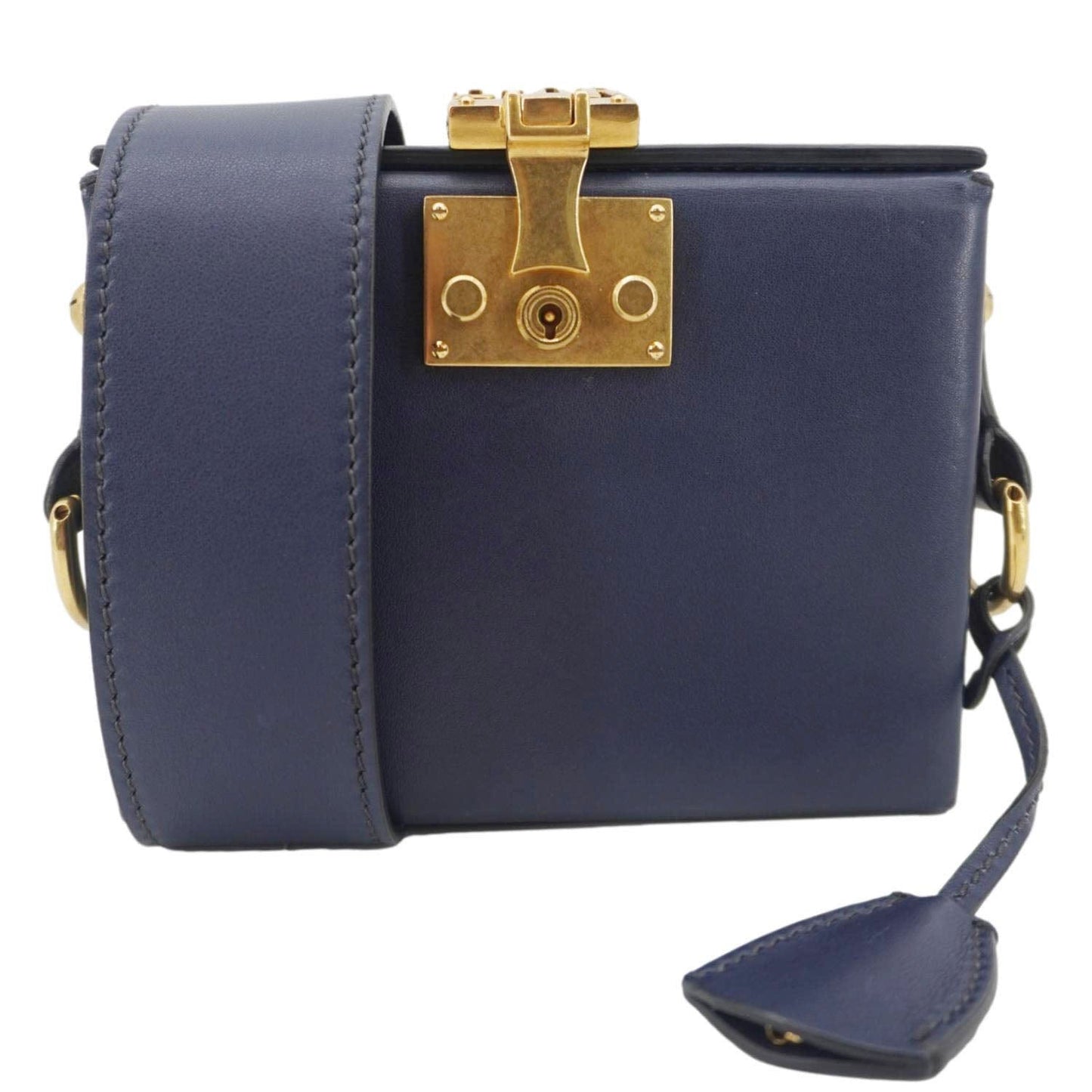 CHRISTIAN DIOR Dior Addict Lockbox Lambskin Leather Crossbody Bag Blue