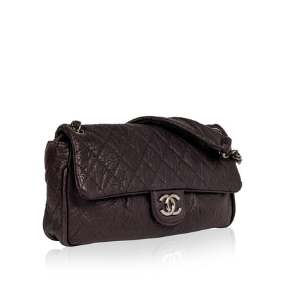 Chanel Classic Flap Calfskin Silver Shoulder Bag