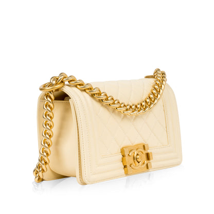 Chanel Boy Bag Lambskin Gold Shoulder Bag Style 16