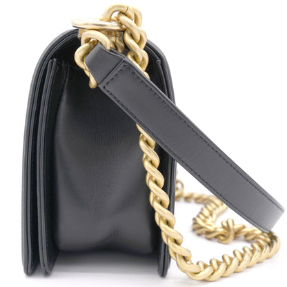 Chanel Black Chevron Leather Medium Boy Flap Bag