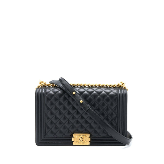 Chanel Boy Bag 28cm Caviar Black Brushed GHW