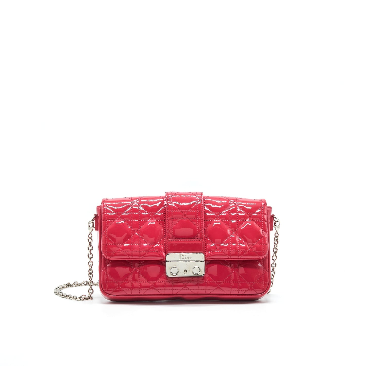 Christian Dior New Lock Pouch Purse Cannage Patent Leather