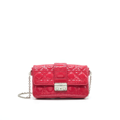 Christian Dior New Lock Pouch Purse Cannage Patent Leather
