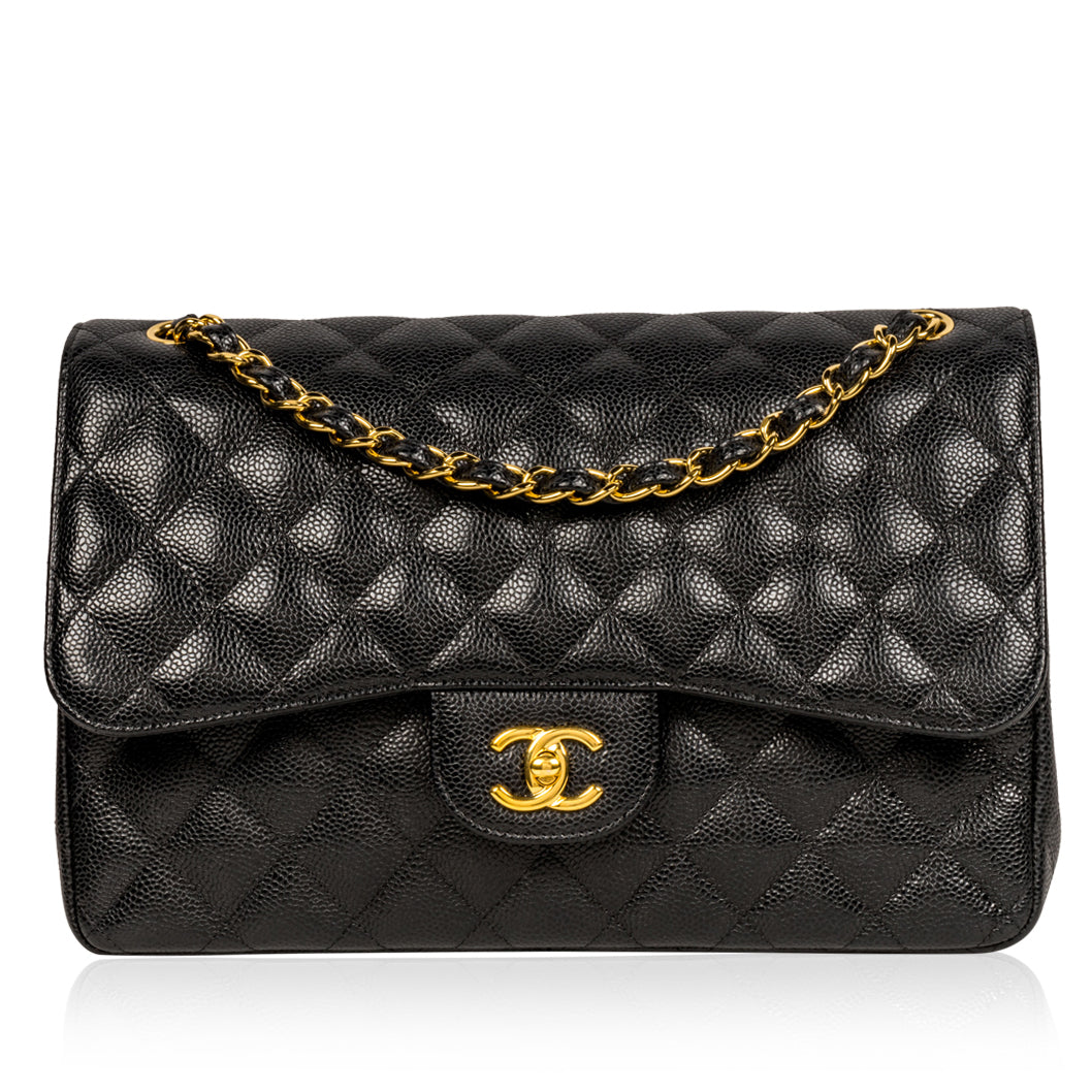 Chanel Classic Flap Caviar Black Shoulder Bag Style 36