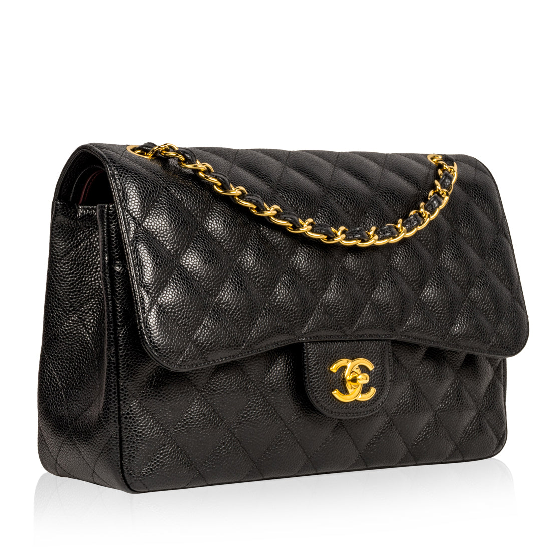 Chanel Classic Flap Caviar Black Shoulder Bag Style 36