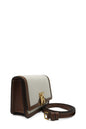 Mini Two-Tone Canvas and Leather TB Crossbody Bag White Brown