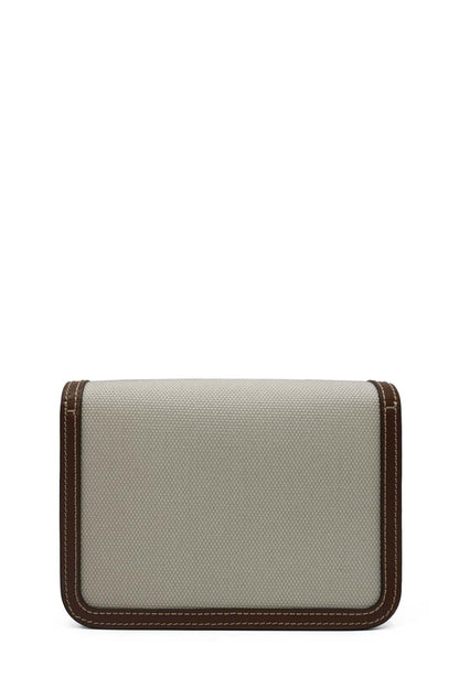 Mini Two-Tone Canvas and Leather TB Crossbody Bag White Brown