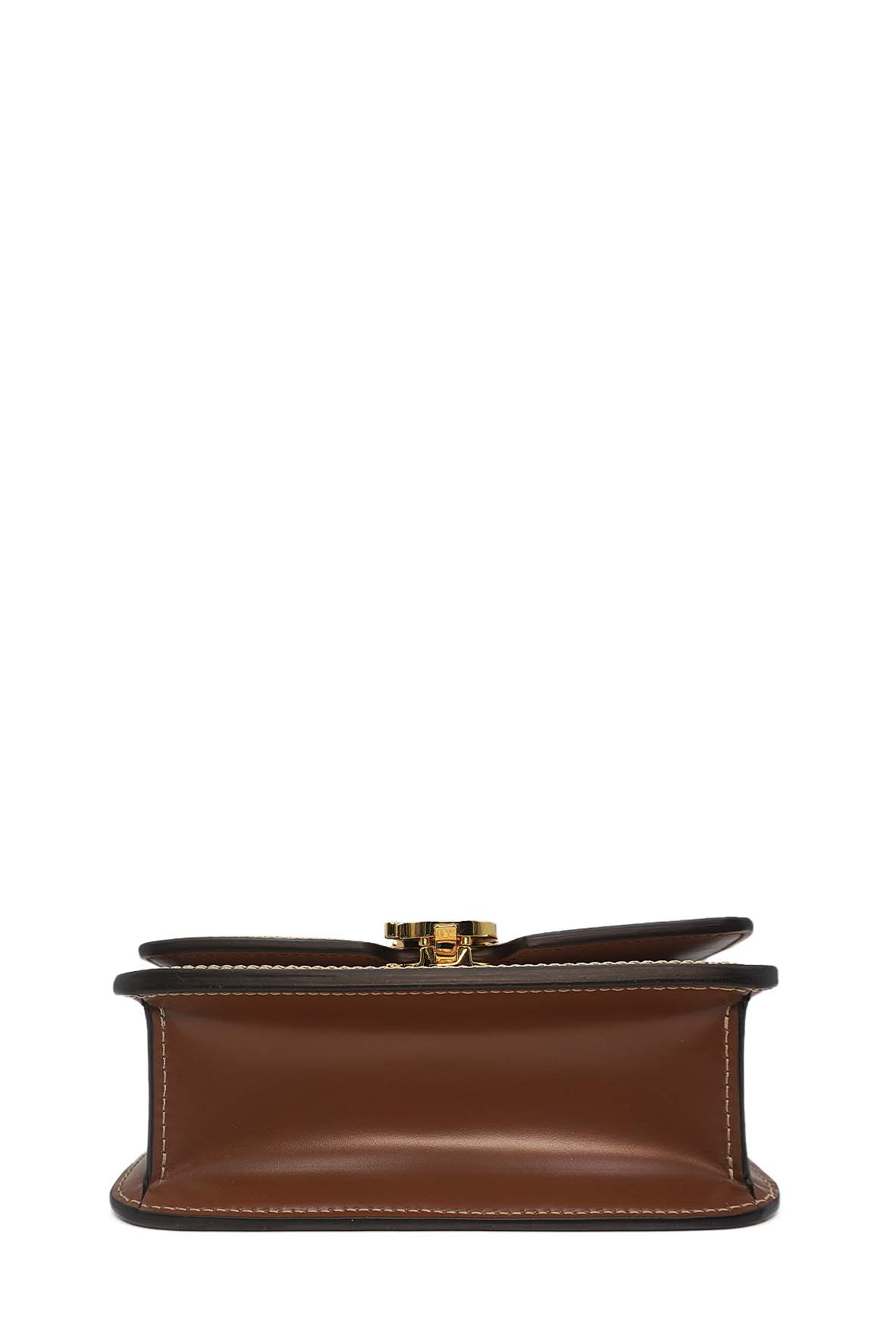 Mini Two-Tone Canvas and Leather TB Crossbody Bag White Brown