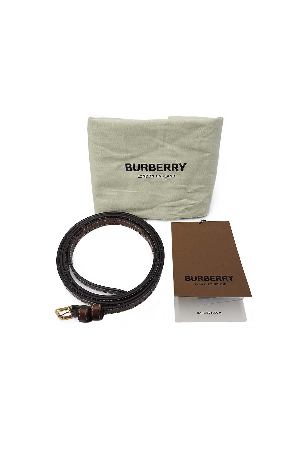 Mini Two-Tone Canvas and Leather TB Crossbody Bag White Brown