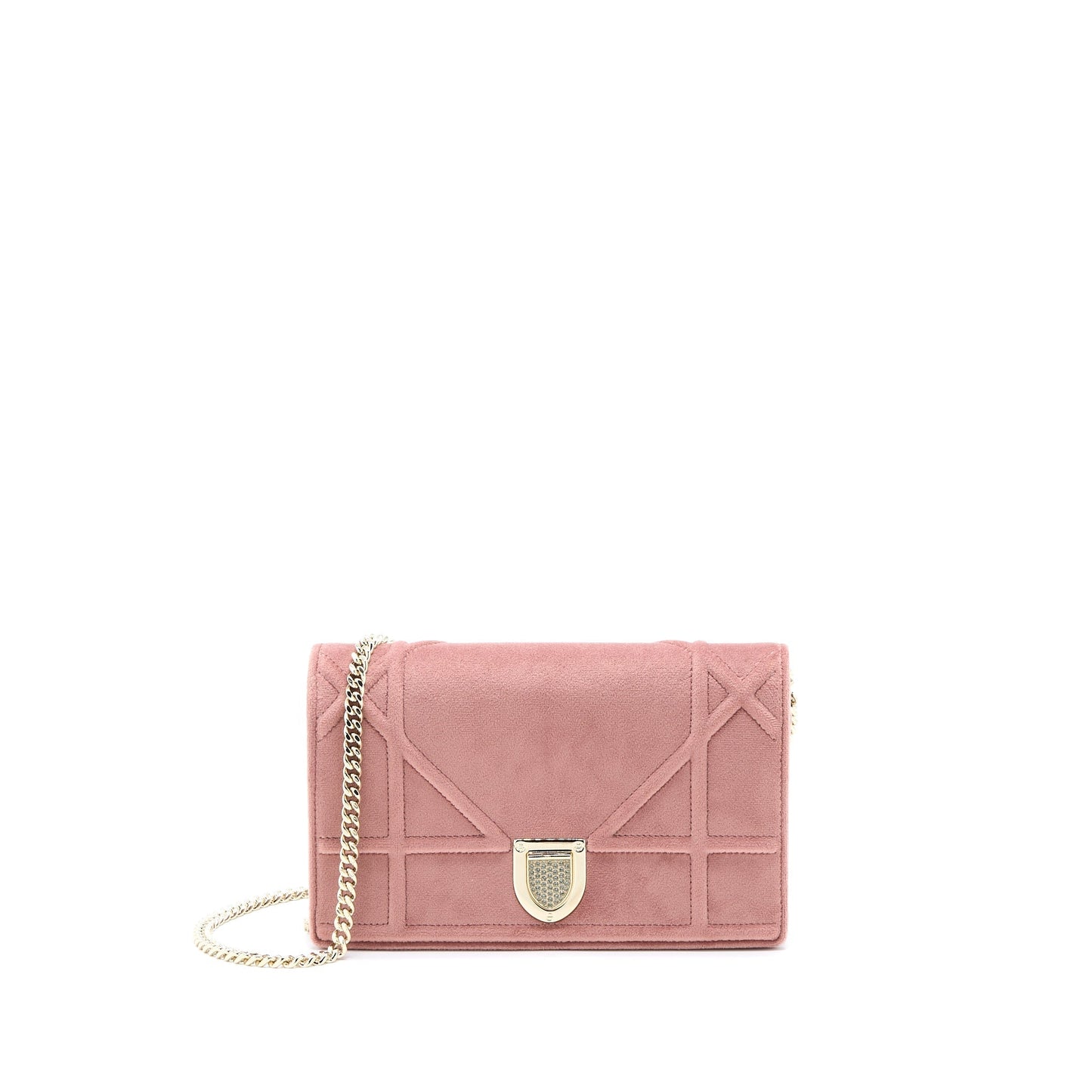 Dior Diorma Wallet On Chain Velvet Pink