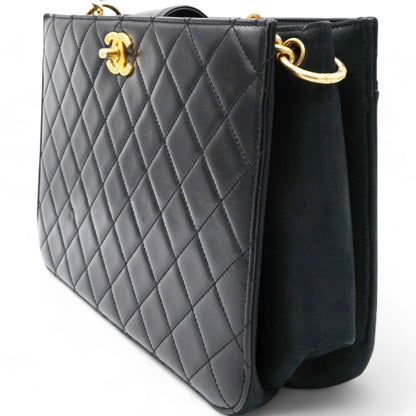 Chanel Black Leather Straight-Lined Shopper Tote