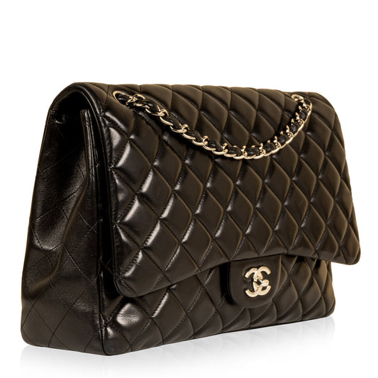 Chanel Classic Flap Lambskin Black Shoulder Bag Style 78