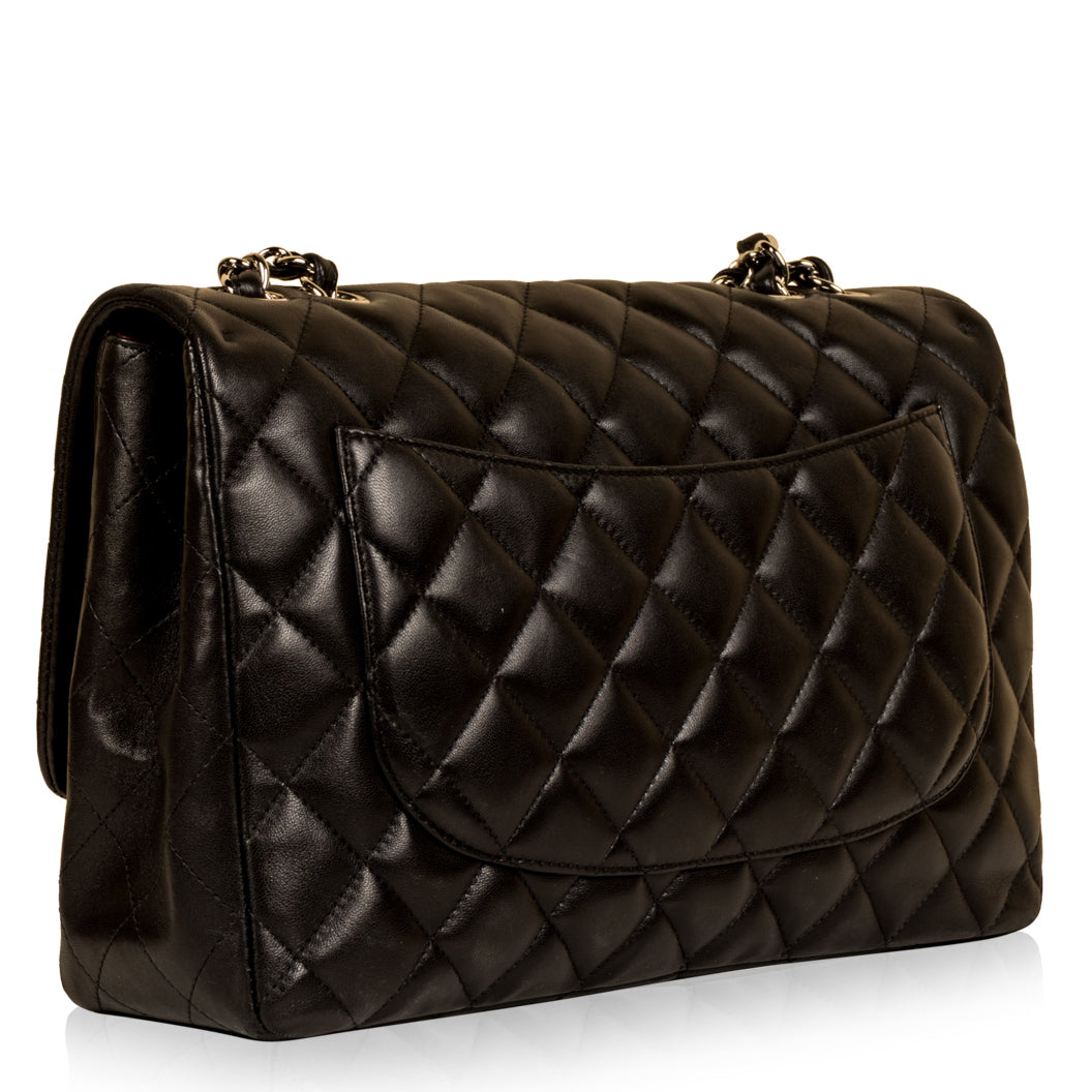 Chanel Classic Flap Lambskin Black Shoulder Bag Style 77