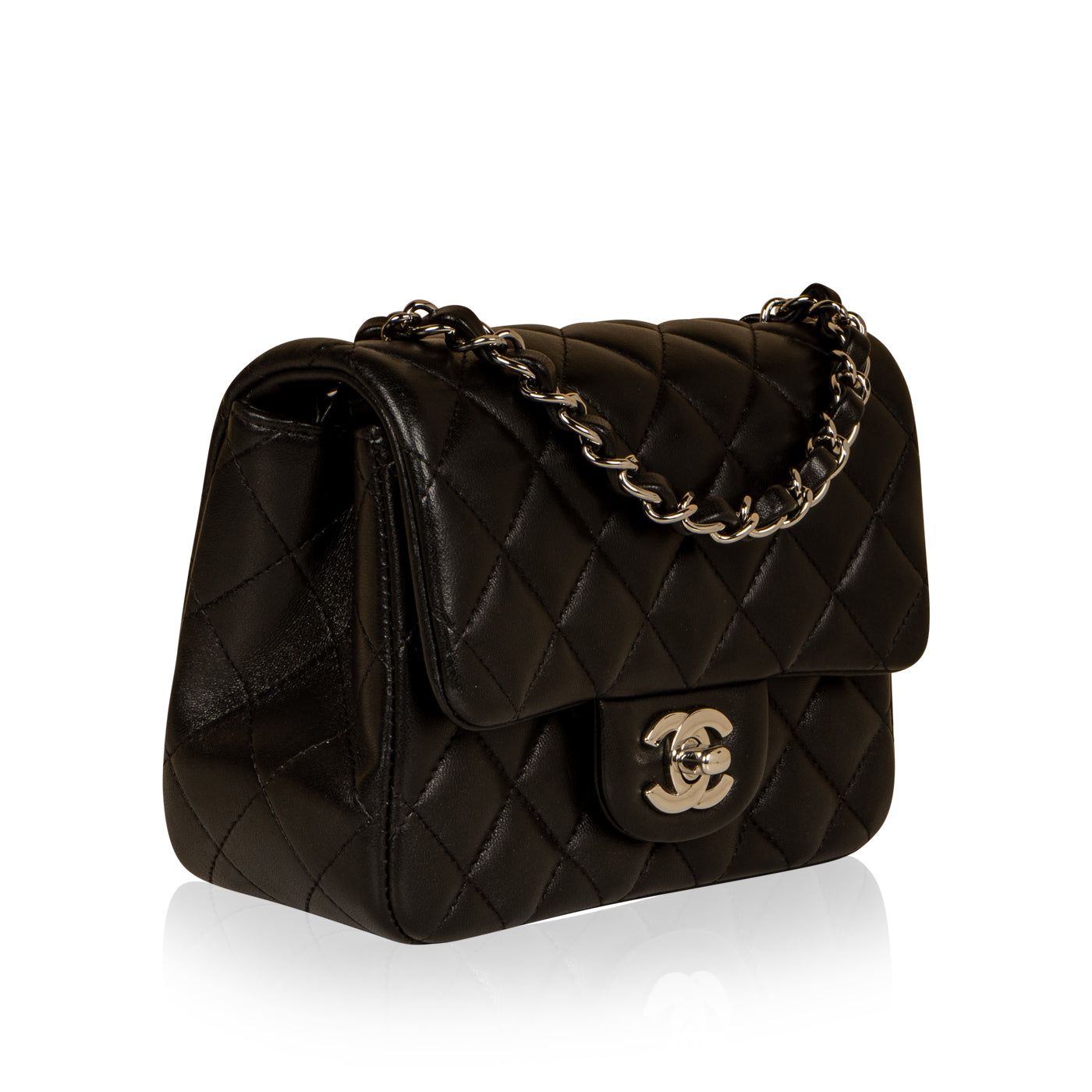 Chanel Classic Flap Lambskin Black Shoulder Bag Style 244