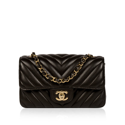 Chanel Classic Flap Lambskin Black Shoulder Bag Style 206