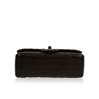 Chanel Classic Flap Lambskin Black Shoulder Bag Style 206