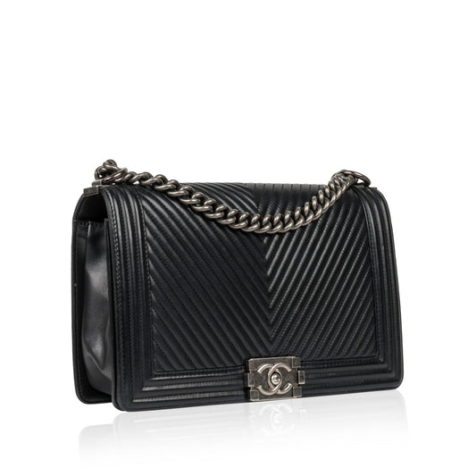 Chanel Boy Bag Lambskin Black Shoulder Bag Style 67