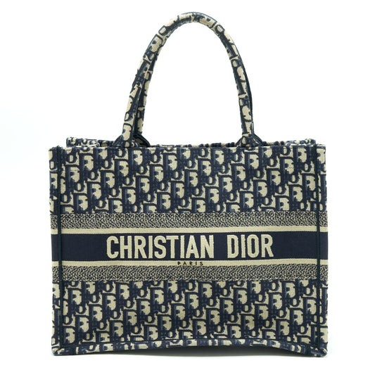 Dior Small Book Tote Purse Blue Oblique Jacquard