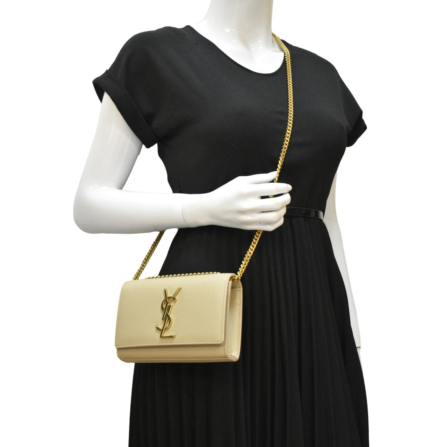 Saint Laurent Kate Leather Cream Crossbody