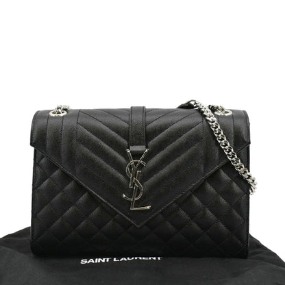 Saint Laurent Envelope Leather Black Shoulder Bag Style 21